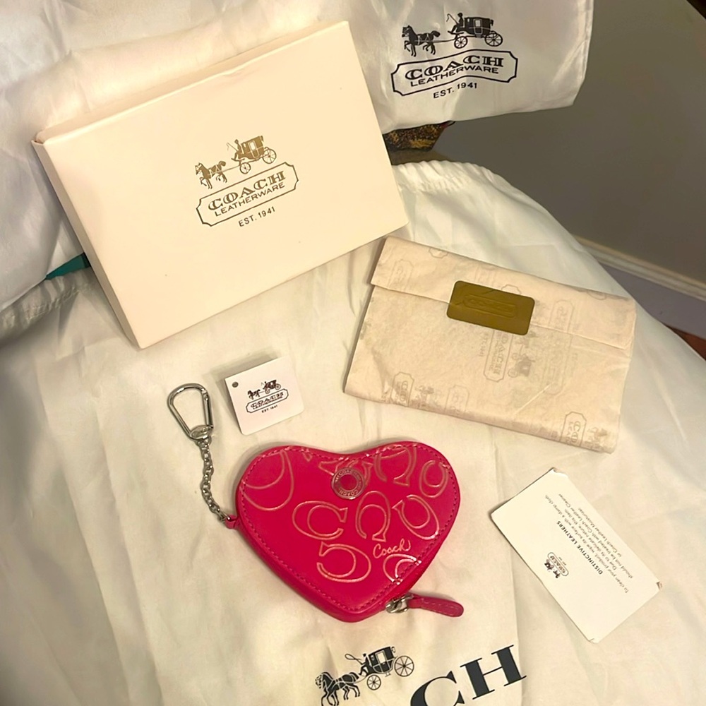 Coach Vintage Pink Heart Coin Pouch